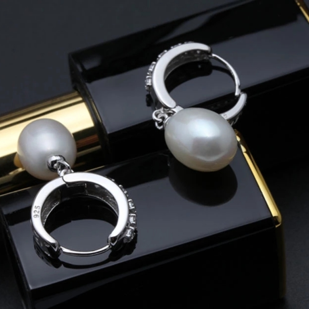 925 sterling silver and freshwater pearl earrings - Picture 2 of 6